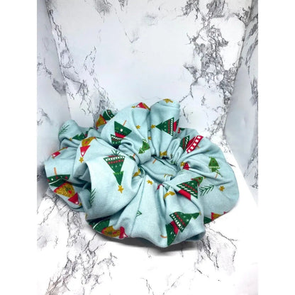 Blue Glitter Christmas Trees Christmas Scrunchie Enchanted Scrunch