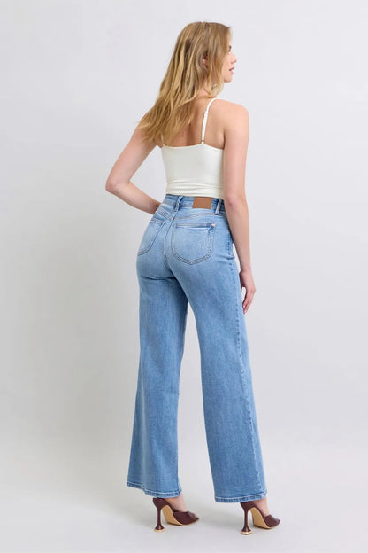 Judy Blue Full Size Wide Leg Jeans with Pockets West2East Surf