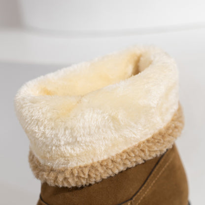 Women's Warm Faux Fur Lined Boots, Slip On Block Heeled Ankle Boots, Women's Footwear NovaCart