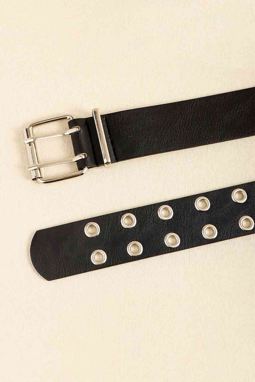 Stylish Chic PU Leather Two Row Eyelet Belt – Durable and Fashion-Forward Design See size chart under “more details” The Fashion Celestial