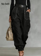 Women's High Waist Multi-Pocket Cargo Work Pants – Tapered Trousers FitiqueFit