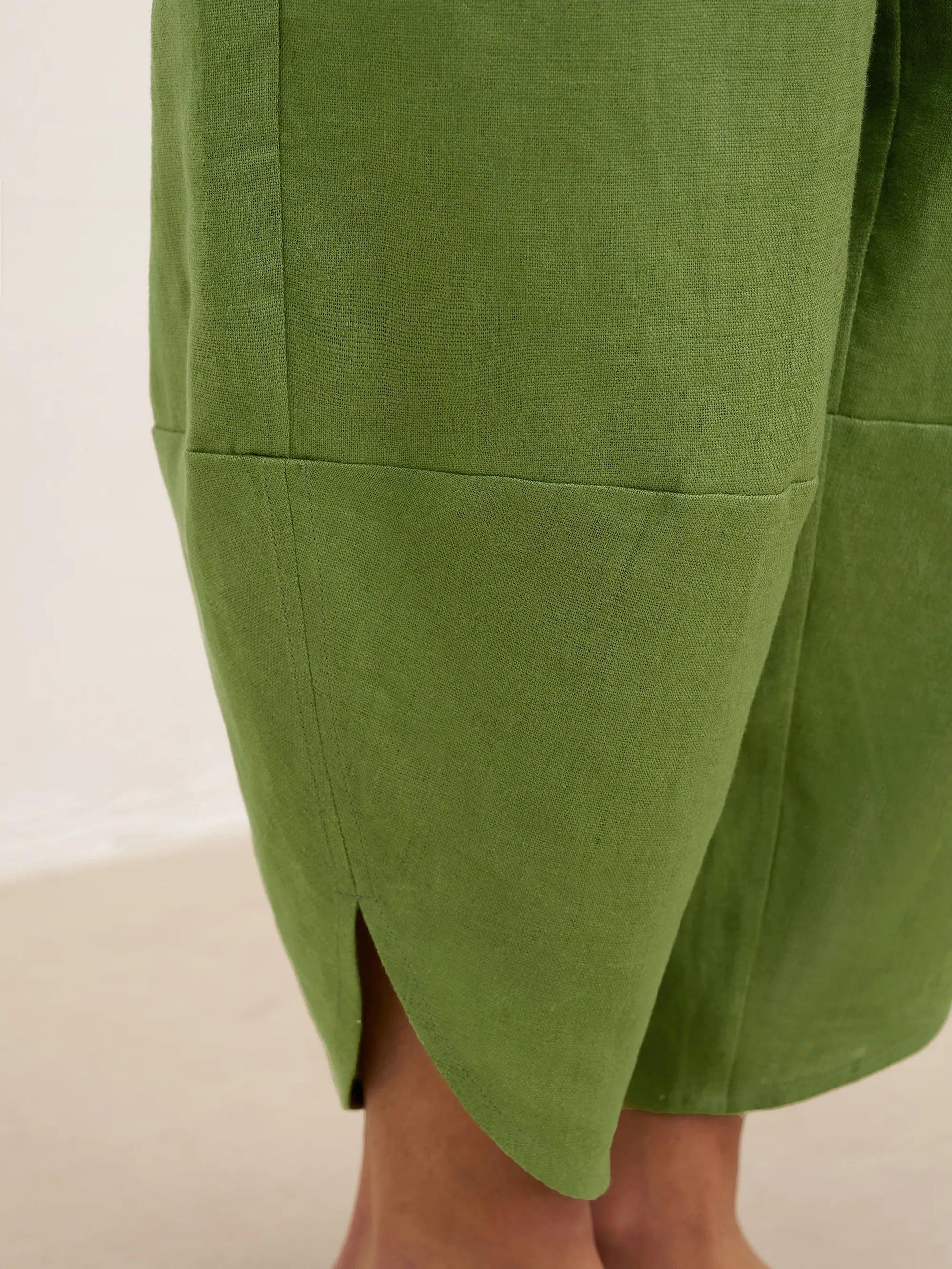 100% Linen Petal-Hem Trousers with Elastic Waist LIV LINTICO