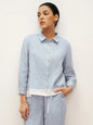100% Linen Buttoned Closure Color-Blocked Shirt JANICE LINTICO