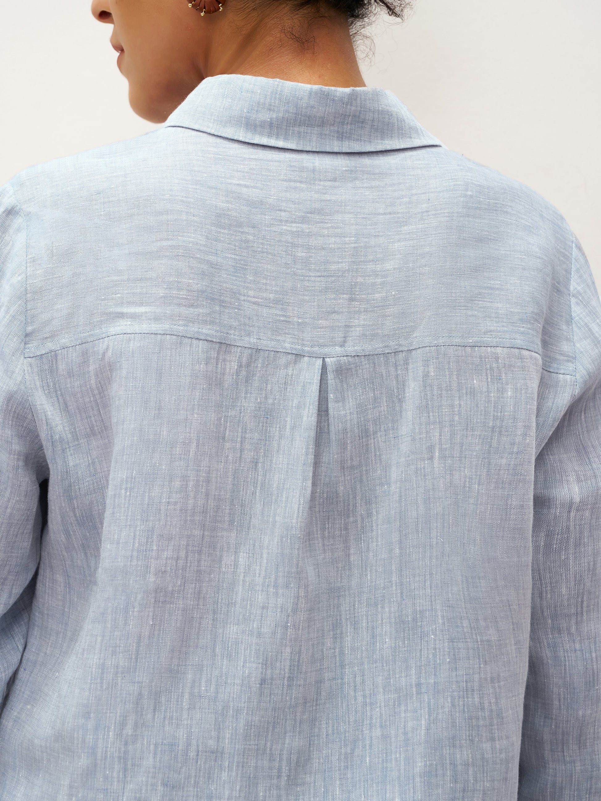 100% Linen Buttoned Closure Color-Blocked Shirt JANICE LINTICO