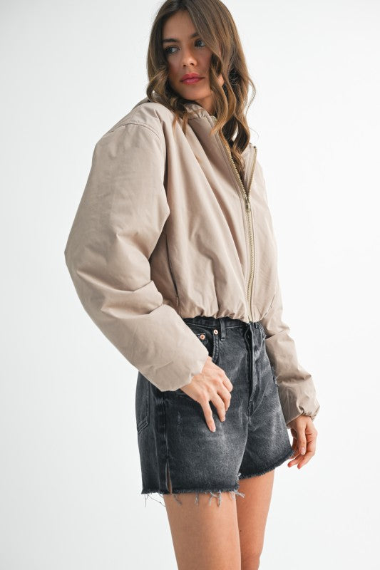 Cropped Hooded Zip-Up Puffer Jacket See size chart under “more details” The Fashion Celestial