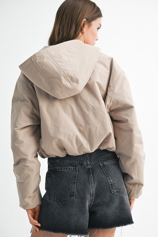 Cropped Hooded Zip-Up Puffer Jacket See size chart under “more details” The Fashion Celestial