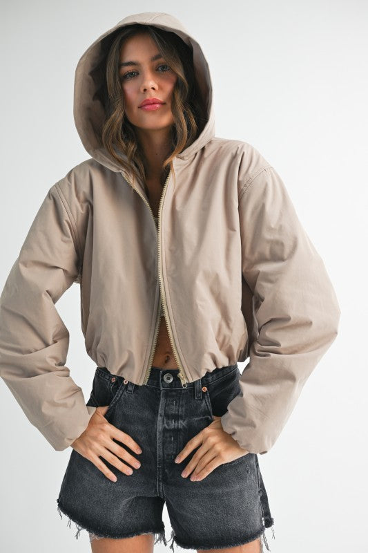 Cropped Hooded Zip-Up Puffer Jacket See size chart under “more details” The Fashion Celestial
