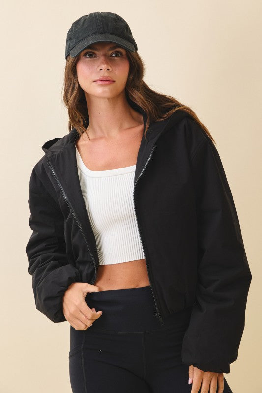 Cropped Hooded Zip-Up Puffer Jacket See size chart under “more details” The Fashion Celestial