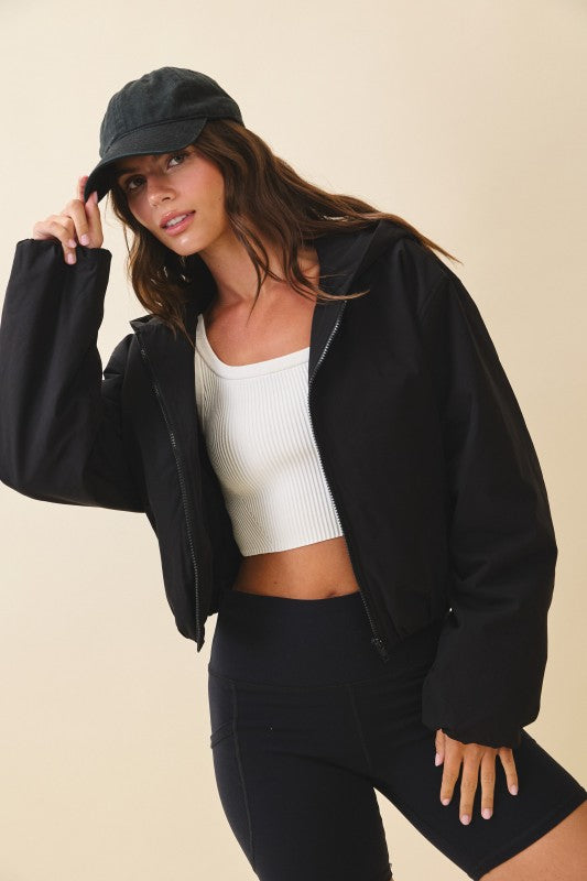 Cropped Hooded Zip-Up Puffer Jacket See size chart under “more details” The Fashion Celestial