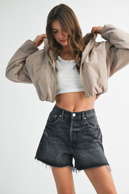 Cropped Hooded Zip-Up Puffer Jacket See size chart under “more details” The Fashion Celestial