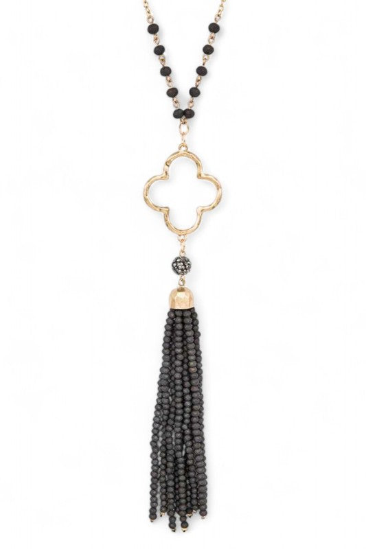 Beaded Tassel Clover Pendant Long Necklace Shop Style & More | Fresh Looks, Everyday Deals & Free Shipping