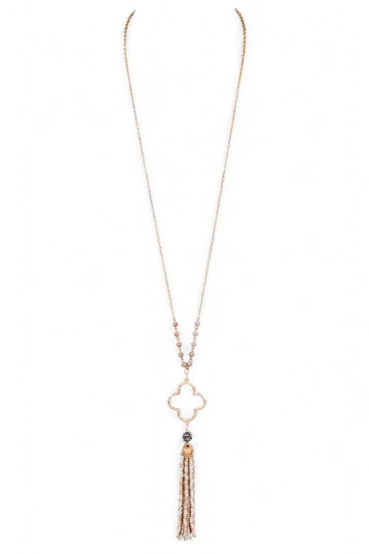 Beaded Tassel Clover Pendant Long Necklace Shop Style & More | Fresh Looks, Everyday Deals & Free Shipping