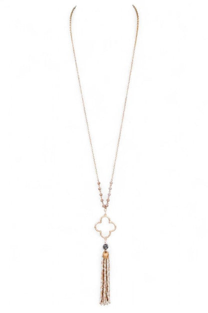 Beaded Tassel Clover Pendant Long Necklace Shop Style & More | Fresh Looks, Everyday Deals & Free Shipping