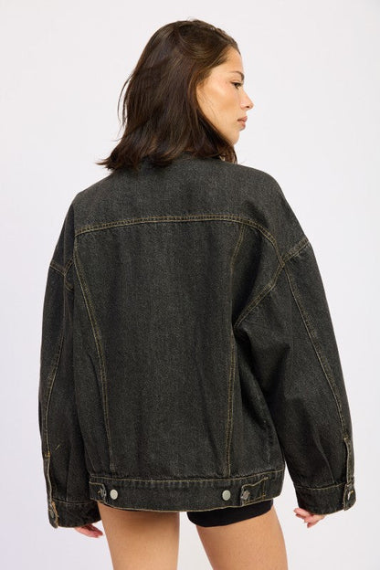 MIX MEDIA OVERSIZE DENIM JACKET See size chart under “more details” The Fashion Celestial