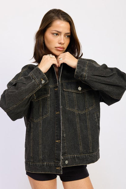 MIX MEDIA OVERSIZE DENIM JACKET See size chart under “more details” The Fashion Celestial