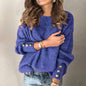 Long Sleeve Round Neck Button Knit T-shirt See size chart under “more details” The Fashion Celestial