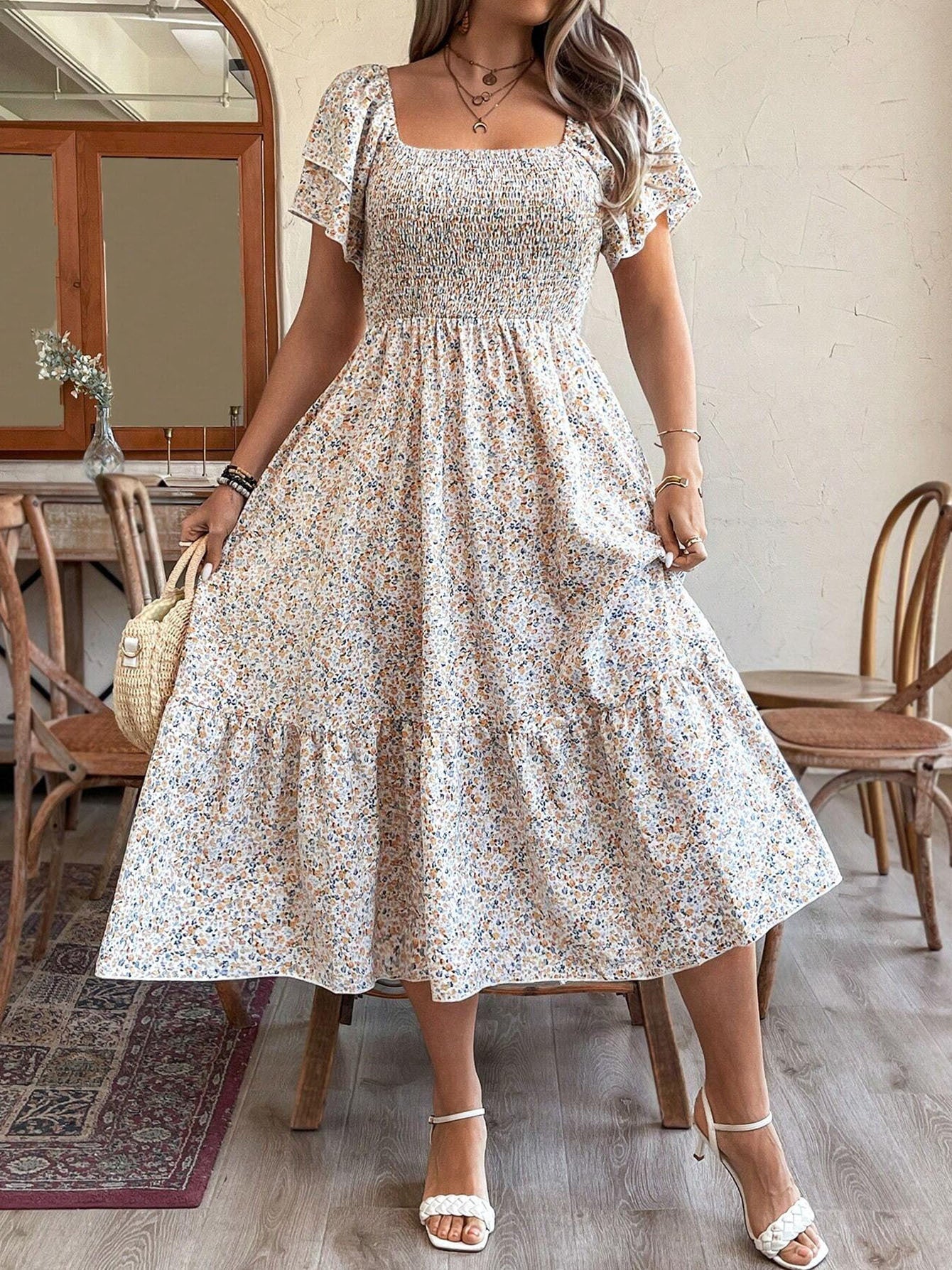 Plus Size Backless Midi Dress – Elegant Pleated Summer Party Dress FitiqueFit