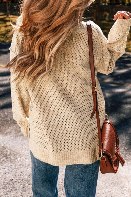 Solid Eyelet V-Neck Drop Shoulder Sweater Shop Style & More | Fresh Looks, Everyday Deals & Free Shipping