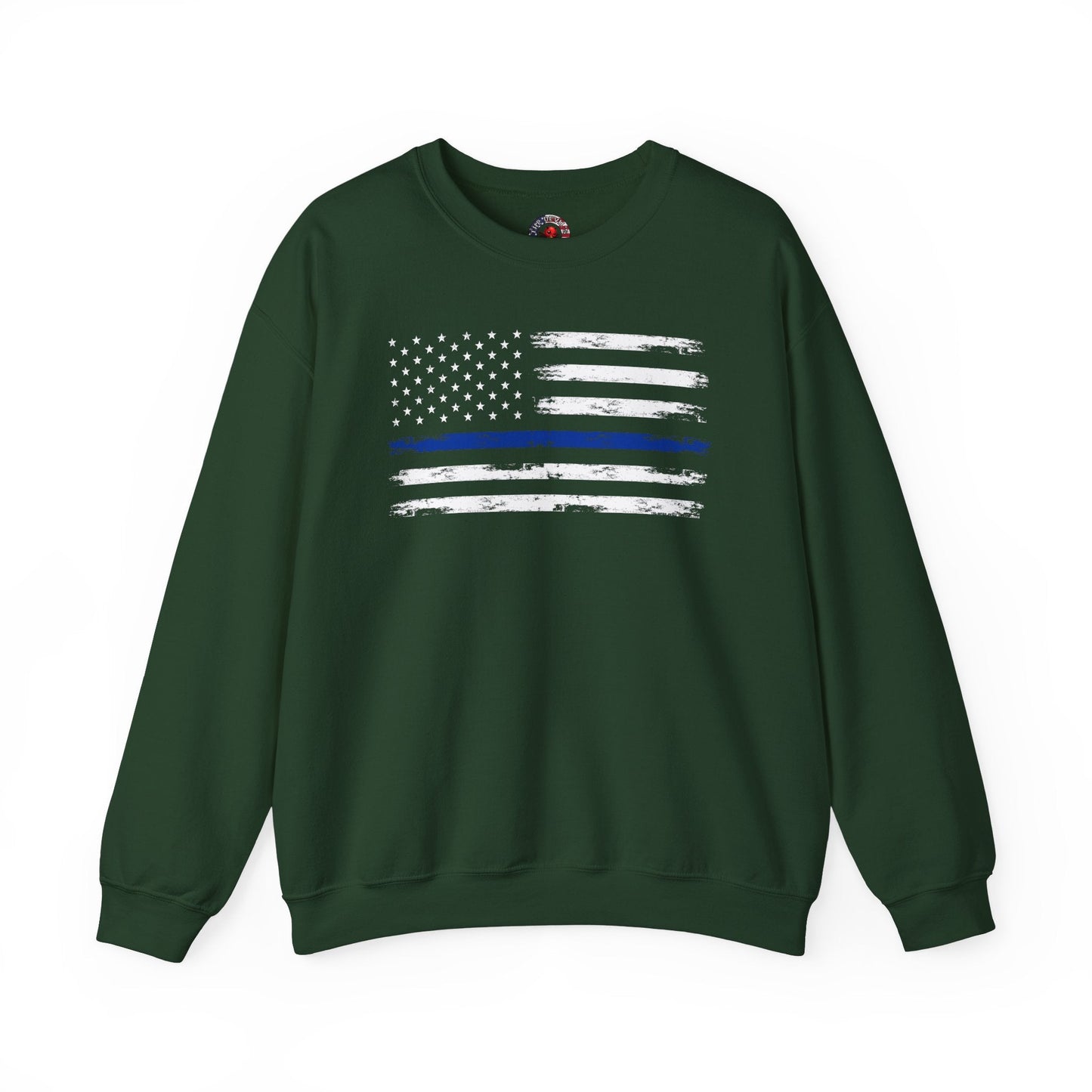 Thin Blue Line American Flag Crewneck Sweatshirt The Devil's Pickle
