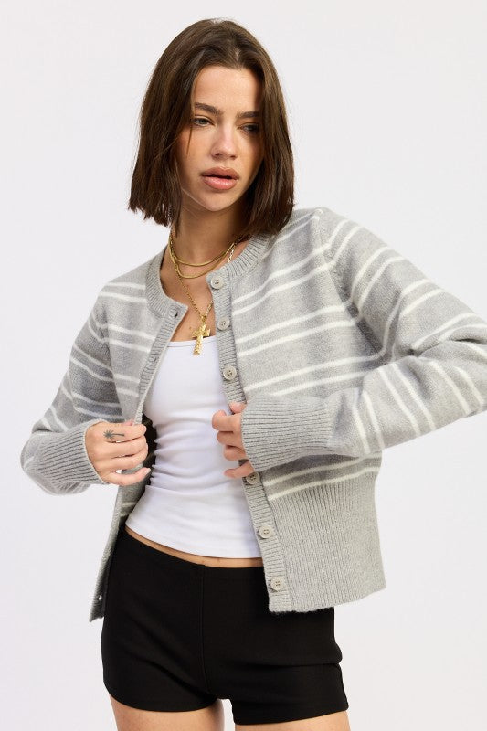 BUTTON DOWN STRIPED CARDIGAN Shop Style & More | Fresh Looks, Everyday Deals & Free Shipping