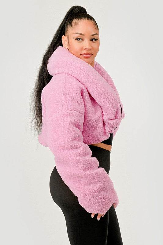 Pink Teddy Crop Jacket See size chart under “more details” The Fashion Celestial