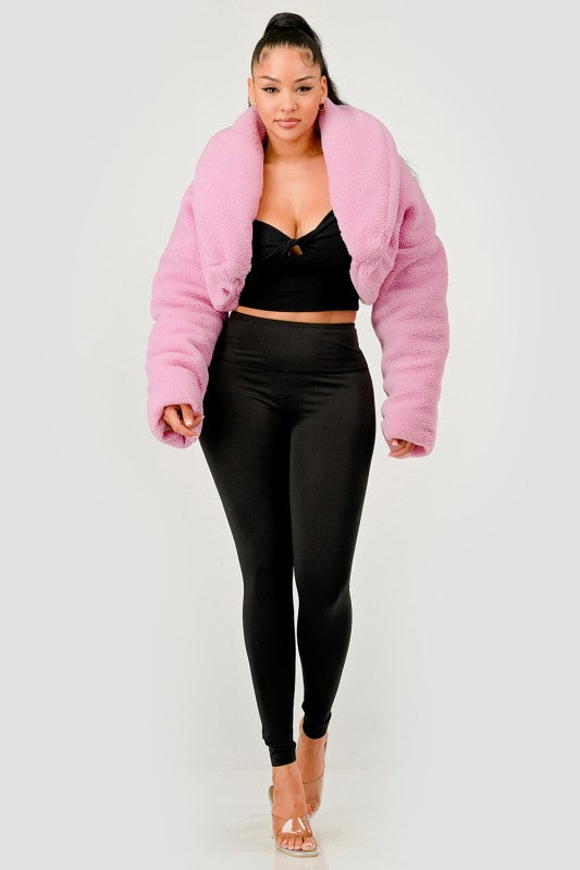 Pink Teddy Crop Jacket See size chart under “more details” The Fashion Celestial