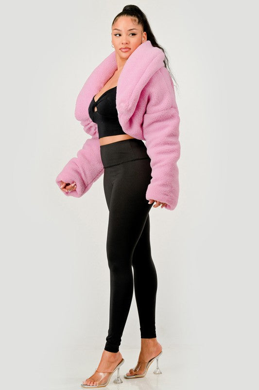 Pink Teddy Crop Jacket See size chart under “more details” The Fashion Celestial