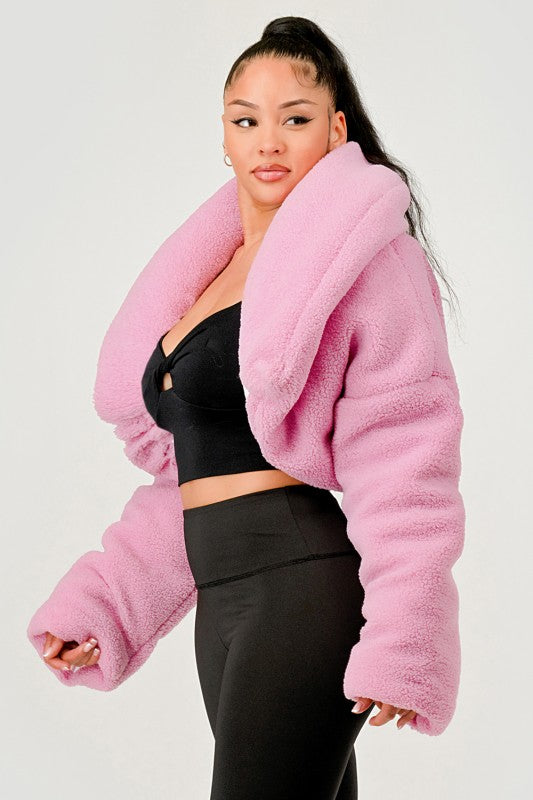 Pink Teddy Crop Jacket See size chart under “more details” The Fashion Celestial