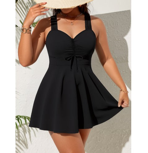 Women's Two-Piece Swimsuit Set – Skirted Bikini with Boxer Shorts FitiqueFit