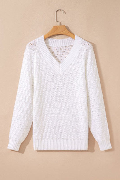 Textured Knit Ribbed Edge V-Neck Sweater Shop Style & More | Fresh Looks, Everyday Deals & Free Shipping