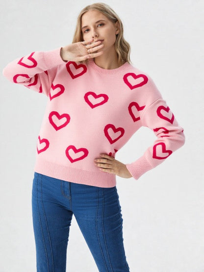 Heart Print Pullover Sweater Shop Style & More | Fresh Looks, Everyday Deals & Free Shipping
