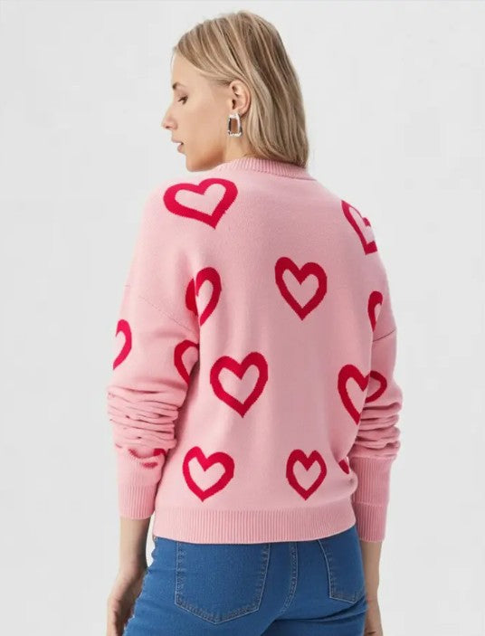Heart Print Pullover Sweater Shop Style & More | Fresh Looks, Everyday Deals & Free Shipping