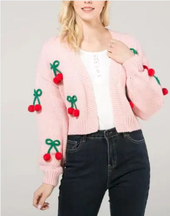 Cherry Pom-Pom Cardigan Shop Style & More | Fresh Looks, Everyday Deals & Free Shipping