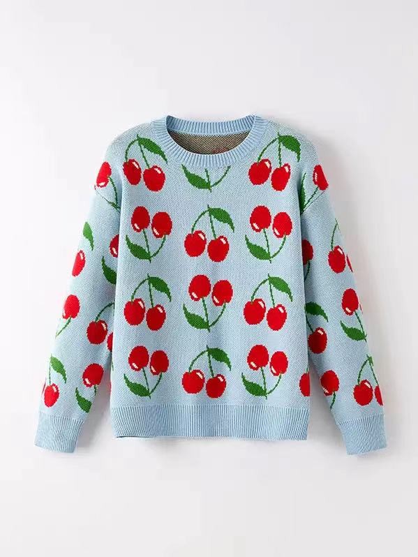 Cherry Pattern Knit Sweater Shop Style & More | Fresh Looks, Everyday Deals & Free Shipping