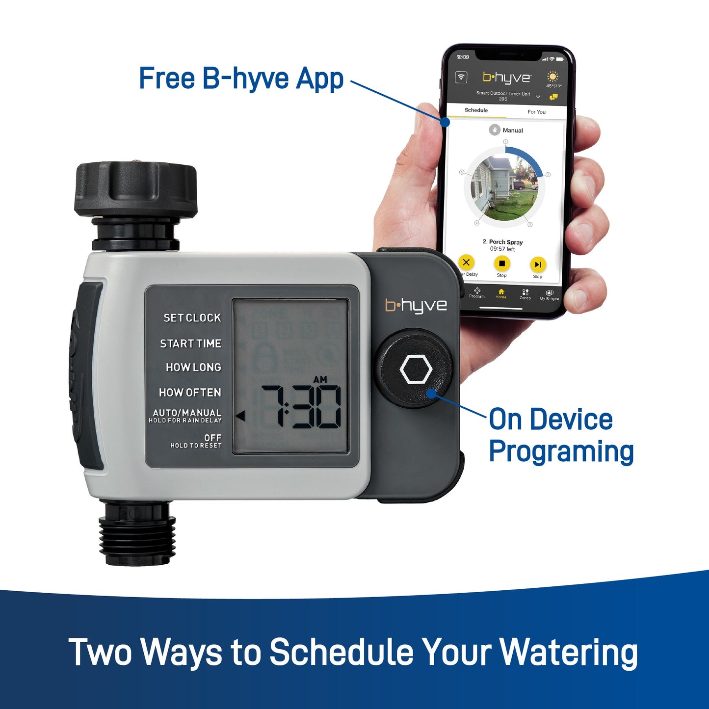 B-hyve XD Bluetooth 1-Outlet Hose Faucet Timer with B-hyve Flood Sensors | 71103 Orbit Irrigation