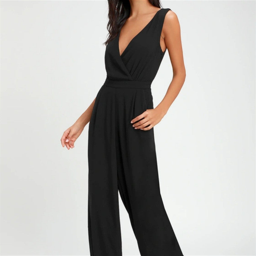 Women’s One-piece Trousers Lace Backless Deep V – High-Waisted Casual Outfit FitiqueFit