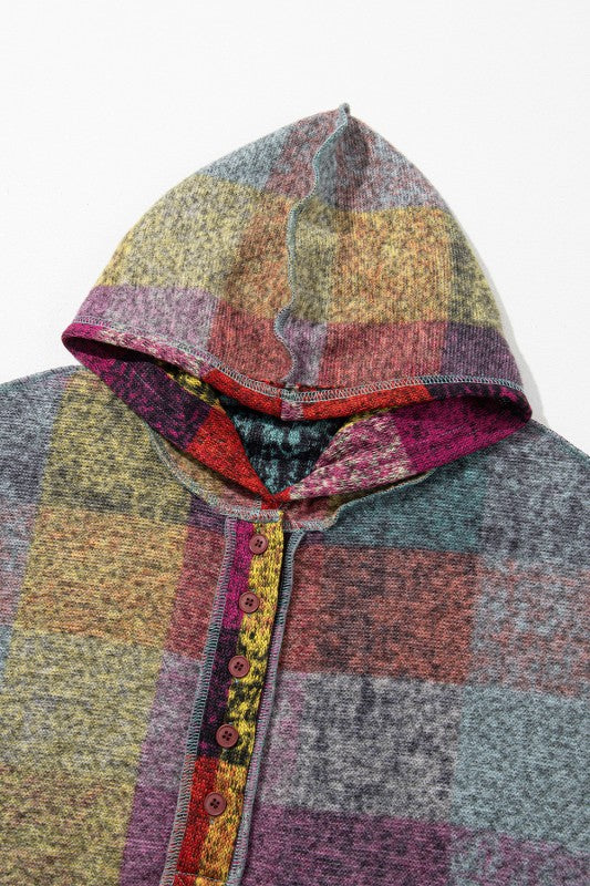 Brushed Check  Pocket Thumbholes Henley Hoodie Shop Style & More | Fresh Looks, Everyday Deals & Free Shipping