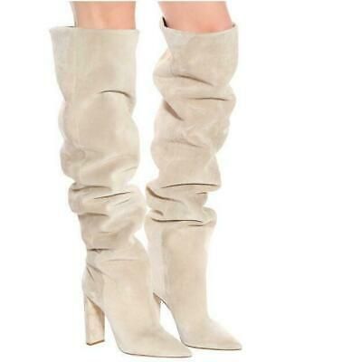 Pointed chunky heel pleated knee high boots See size chart under “more details” The Fashion Celestial