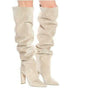 Pointed chunky heel pleated knee high boots See size chart under “more details” The Fashion Celestial