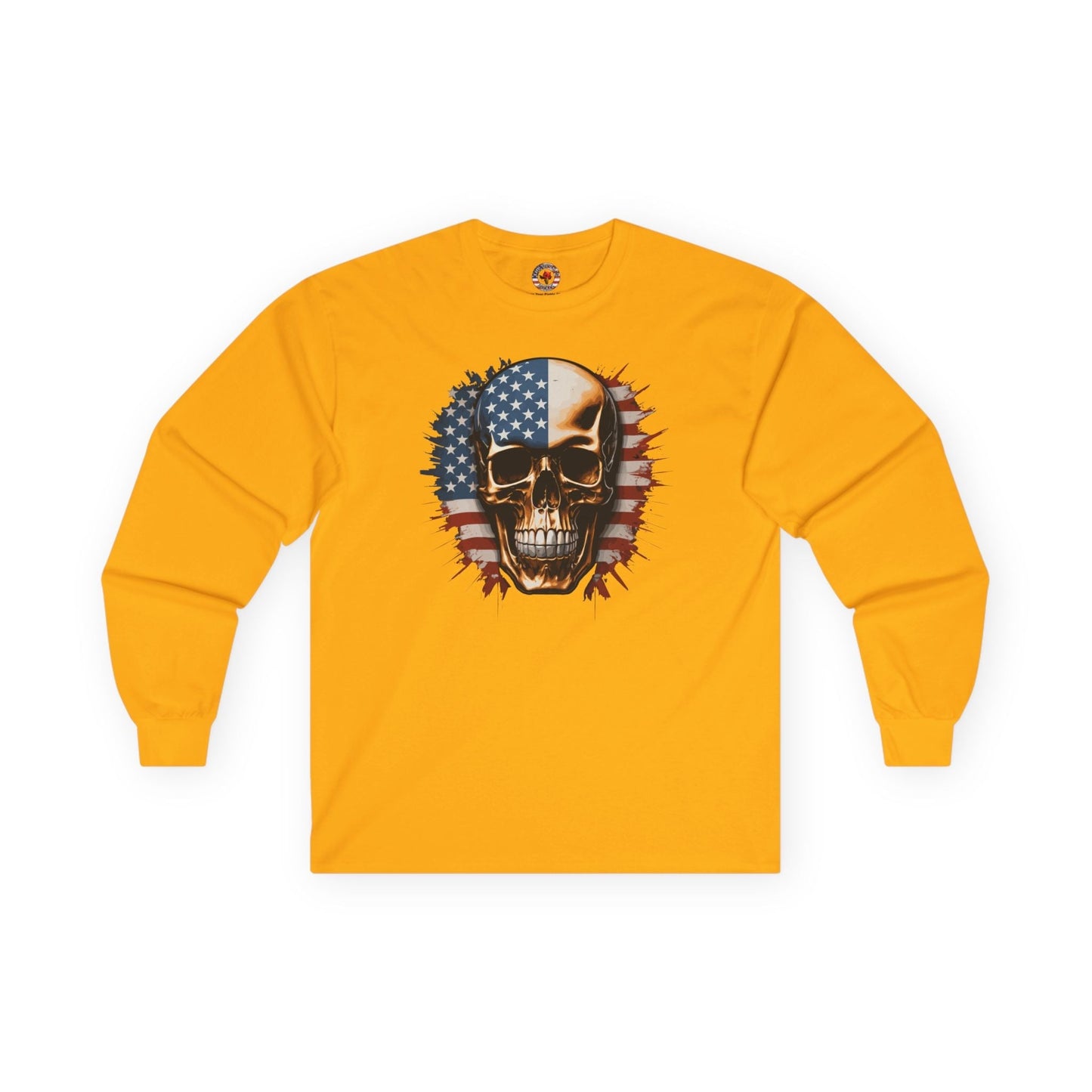 American Flag Skull Long Sleeve Tee The Devil's Pickle