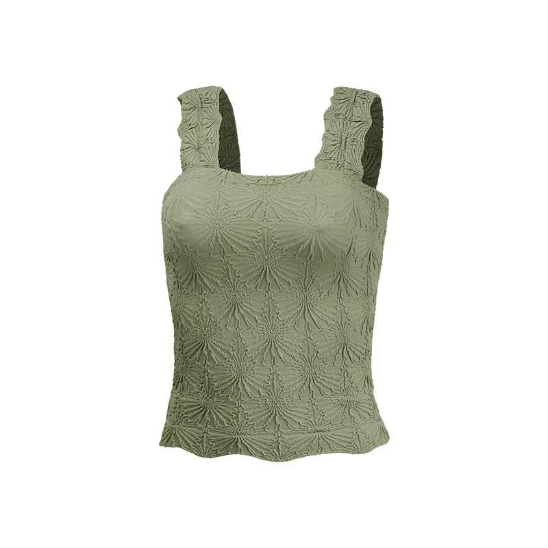 Women's Pleated Figure-flattering Square-neck Camisole FitiqueFit