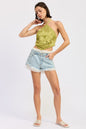 HIGH RISE DENIM SHORTS WITH LACE TRIM See size chart under “more details” The Fashion Celestial