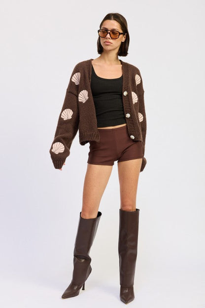V NECK BUTTON FRONT APPLIQUE CARDIGAN Shop Style & More | Fresh Looks, Everyday Deals & Free Shipping