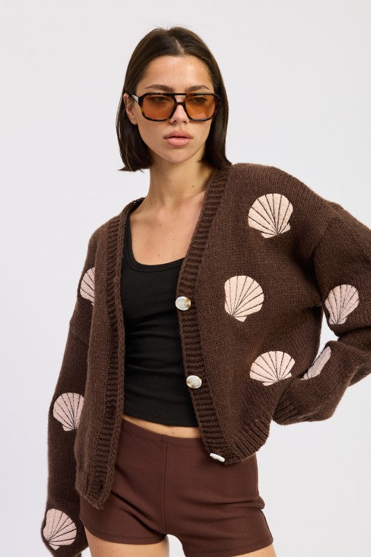 V NECK BUTTON FRONT APPLIQUE CARDIGAN Shop Style & More | Fresh Looks, Everyday Deals & Free Shipping