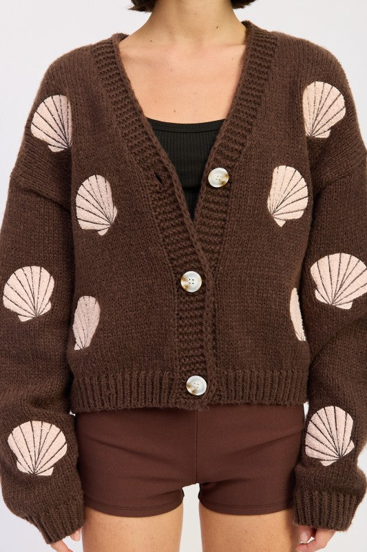 V NECK BUTTON FRONT APPLIQUE CARDIGAN Shop Style & More | Fresh Looks, Everyday Deals & Free Shipping