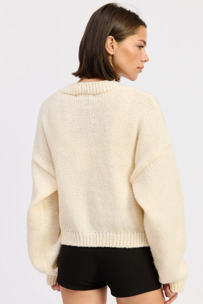 V NECK BUTTON FRONT APPLIQUE CARDIGAN Shop Style & More | Fresh Looks, Everyday Deals & Free Shipping