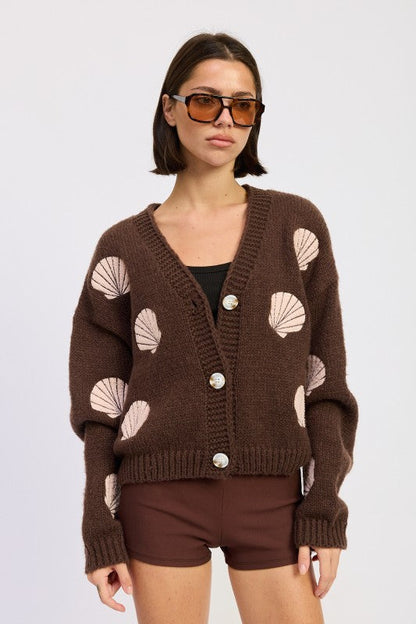 V NECK BUTTON FRONT APPLIQUE CARDIGAN Shop Style & More | Fresh Looks, Everyday Deals & Free Shipping