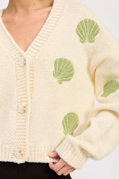 V NECK BUTTON FRONT APPLIQUE CARDIGAN Shop Style & More | Fresh Looks, Everyday Deals & Free Shipping