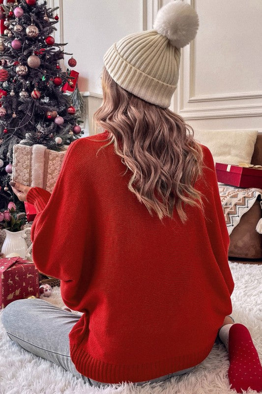 Merry Letter Embroidered High Neck Sweater Shop Style & More | Fresh Looks, Everyday Deals & Free Shipping