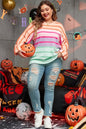 Strip Balloon Sleeve Crewneck Plus Size Sweater Shop Style & More | Fresh Looks, Everyday Deals & Free Shipping
